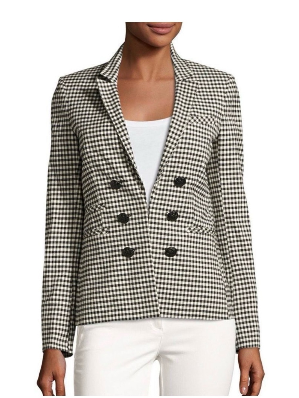 Veronica Black & White Gingham Double-Breasted Women's Dickey Blazer